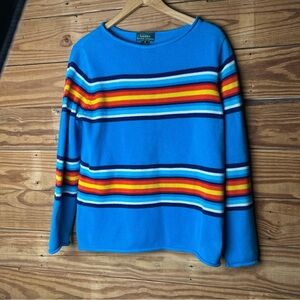 Lauren Ralph Lauren Blue Sweater with Multicolor Stripes